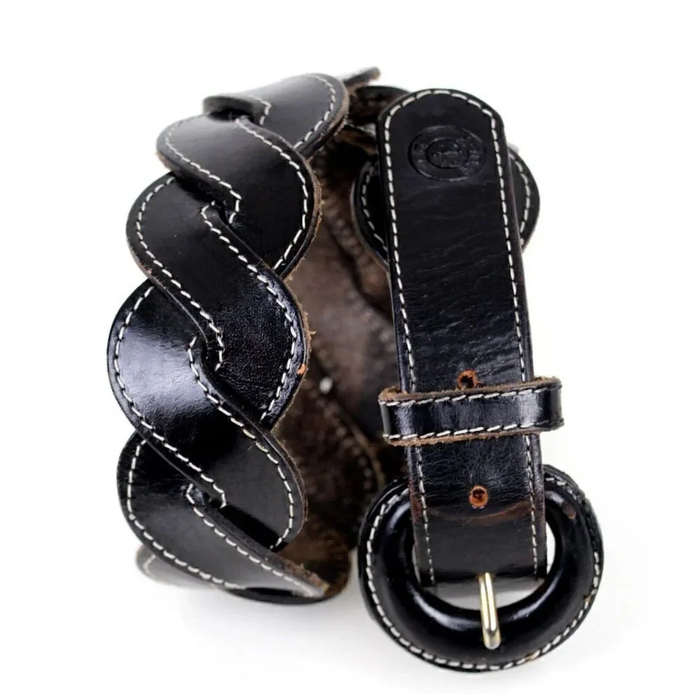 J.G. Hook WOVEN BLACK GENUINE LEATHER 1 3/4
